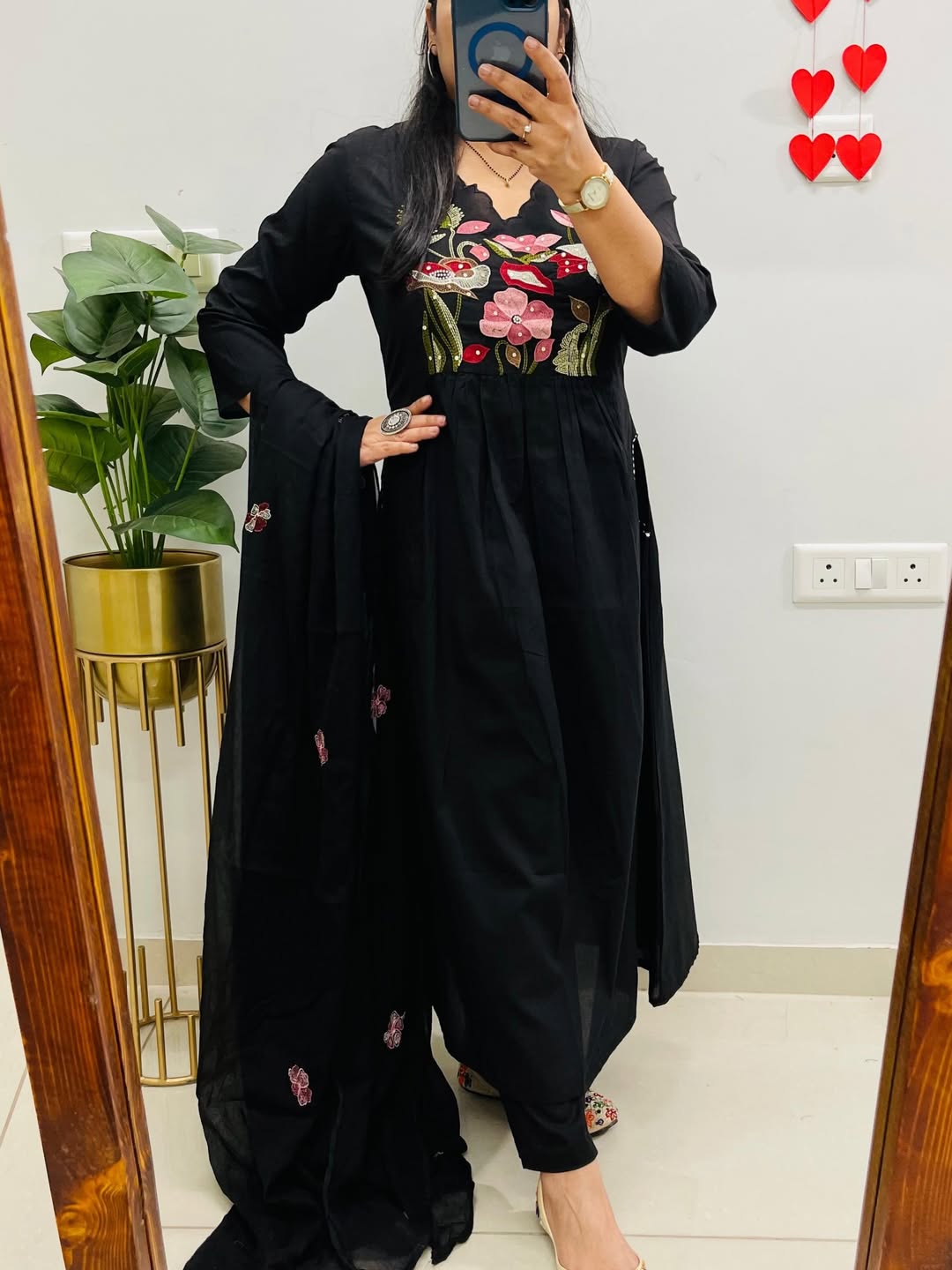 Jaipur Bandhej Black Embroidered Kurta Set With Dupatta – Festive Ethnic Wear