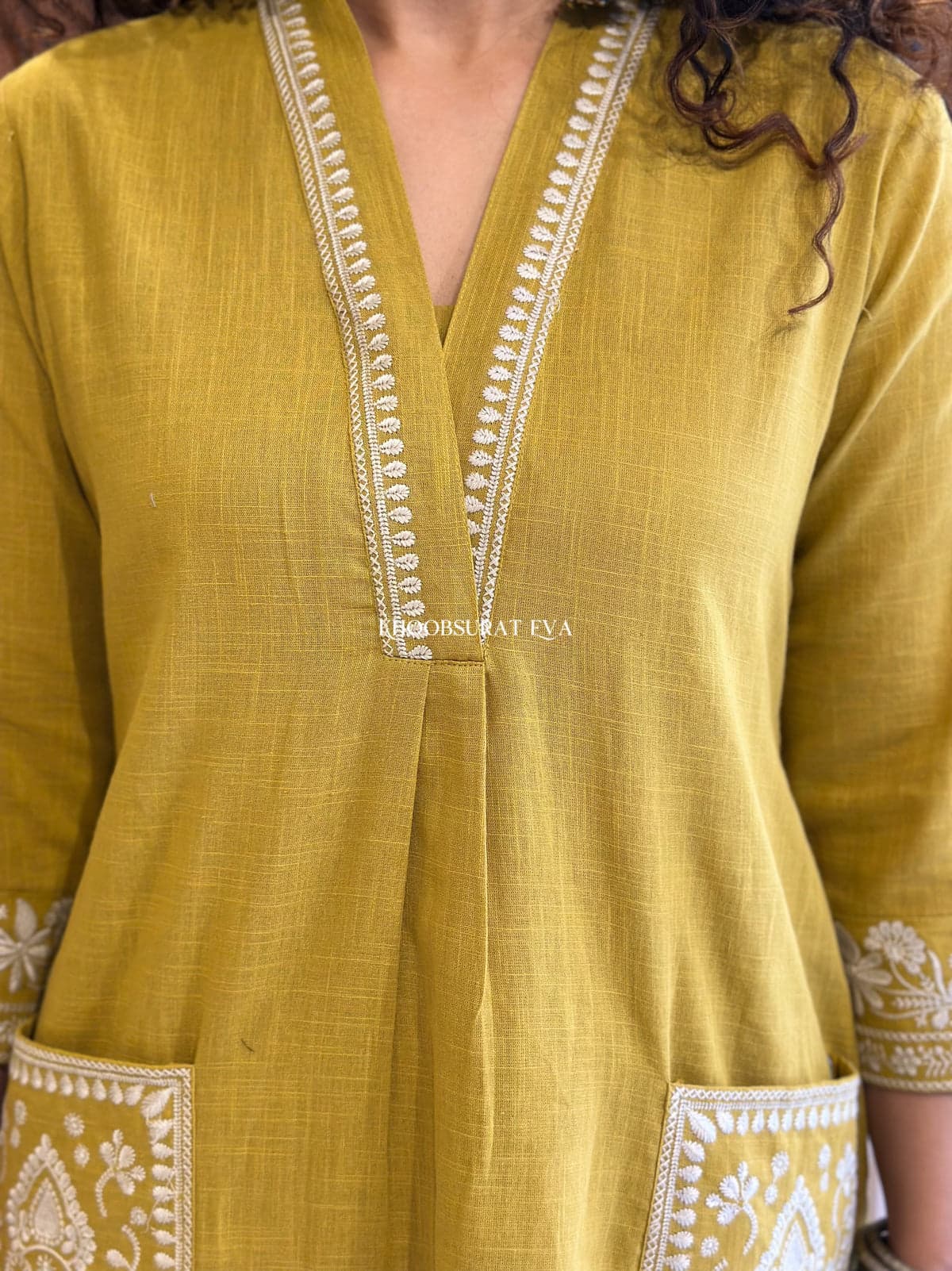 Yellow Beautiful Cotton Slub With Both Sides Pocket