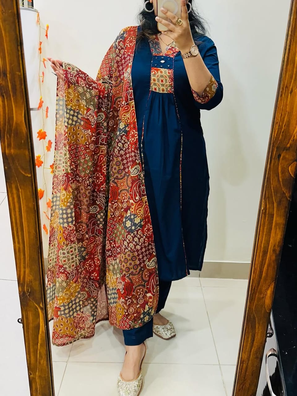 Jaipur Bandhej Blue Kurta Set With Printed Dupatta – Elegant Ethnic Wear