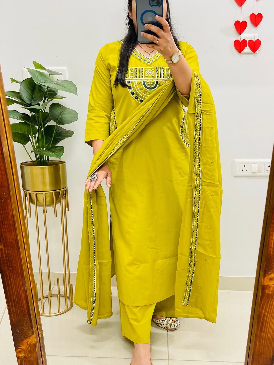 Mustard Yellow Embroidered Kurta Set With Matching Dupatta