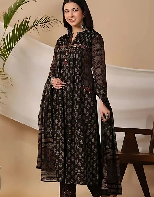 Jaipur Bandhej Anarkali Kurta Set With Dupatta Set For Women